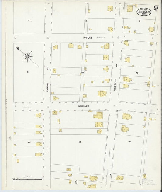 Sanborn Fire Insurance Map from Rockwood, Roane County, Tennessee (1908), Sheet #0009 - Historic Sanborn Fire Insurance Map Print, vintage old map wall art, antique decor, genealogy gift, Tennessee Tennessee map