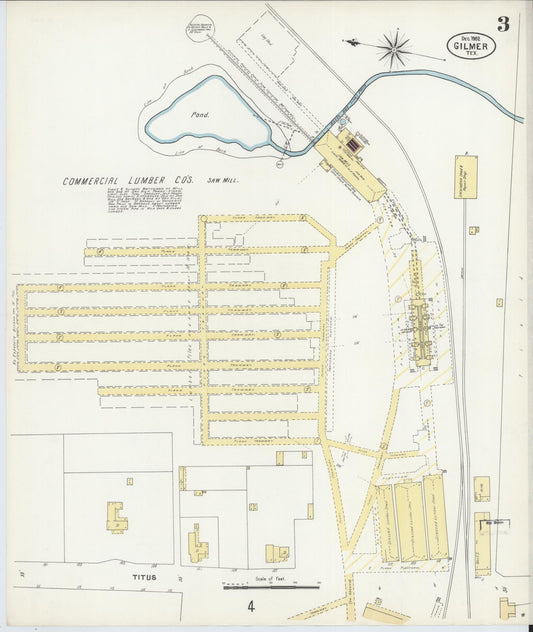 Sanborn Fire Insurance Map from Gilmer, Upshur County, Texas (1902), Sheet #0003 - Historic Sanborn Fire Insurance Map Print, vintage old map wall art, antique decor, genealogy gift, Texas Texas map