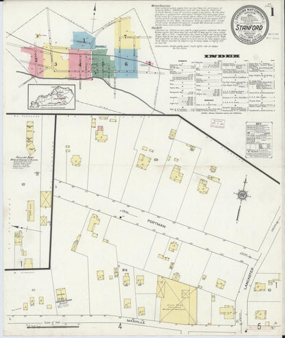 Sanborn Fire Insurance Map from Stanford, Lincoln County, Kentucky (1914), Sheet #0001 - Complete Map Set gallery image, historic Sanborn map, vintage wall art, Kentucky Kentucky