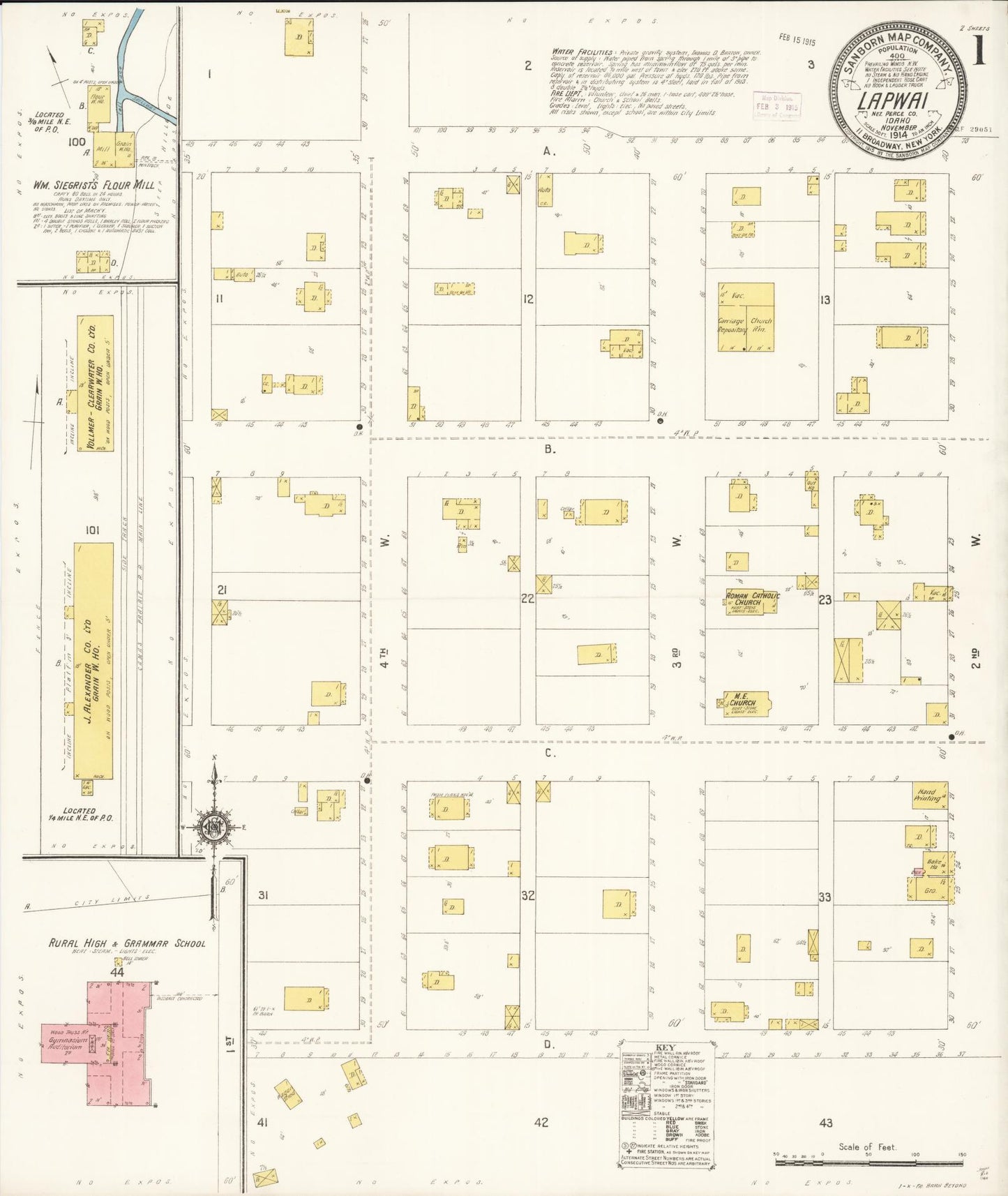 Sanborn Fire Insurance Map from Lapwai, Nez Perce County, Idaho (1914), Sheet #0001 - Historic Sanborn Fire Insurance Map Print, vintage old map wall art, antique decor, genealogy gift, Idaho Idaho map