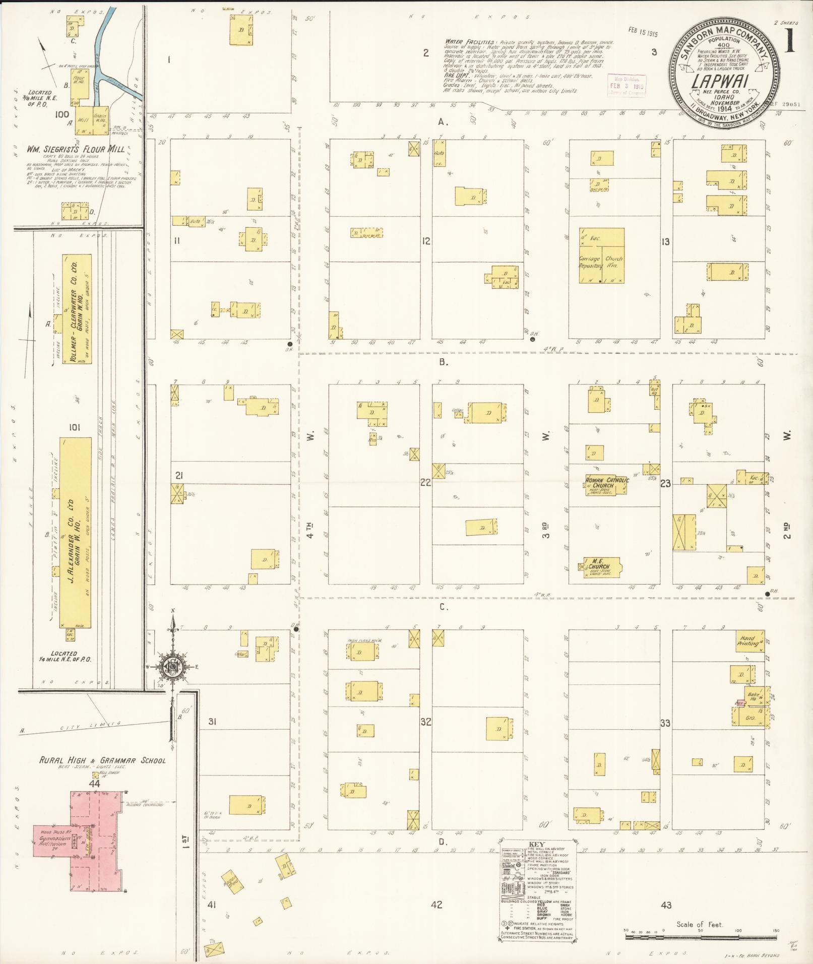 Sanborn Fire Insurance Map from Lapwai, Nez Perce County, Idaho (1914), Sheet #0001 - Historic Sanborn Fire Insurance Map Print, vintage old map wall art, antique decor, genealogy gift, Idaho Idaho map
