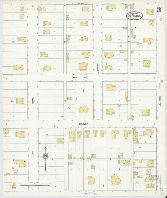 Sanborn Fire Insurance Map from De Ridder, Beauregard Parish, Louisiana (1912), Sheet #0003 - Historic Sanborn Fire Insurance Map Print, vintage old map wall art, antique decor, genealogy gift, Louisiana Louisiana map