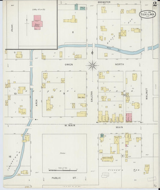 Sanborn Fire Insurance Map from Tiskilwa, Bureau County, Illinois (1894), Sheet #0002 - Historic Sanborn Fire Insurance Map Print, vintage old map wall art, antique decor, genealogy gift, Illinois Illinois map