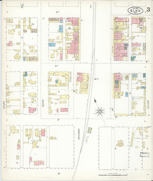 Sanborn Fire Insurance Map from Elko, Elko County, Nevada (1897), Sheet #0003 - Historic Sanborn Fire Insurance Map Print, vintage old map wall art, antique decor, genealogy gift, Nevada Nevada map