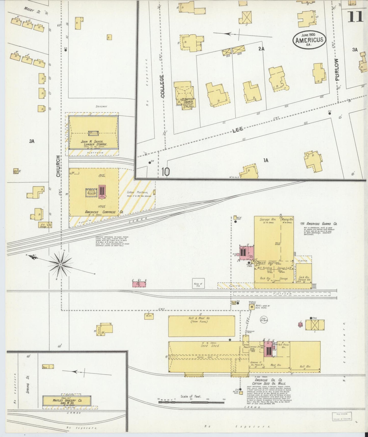 Sanborn Fire Insurance Map from Americus, Sumter County, Georgia (1900), Sheet #0011 - Complete Map Set gallery image, historic Sanborn map, vintage wall art, Georgia Georgia