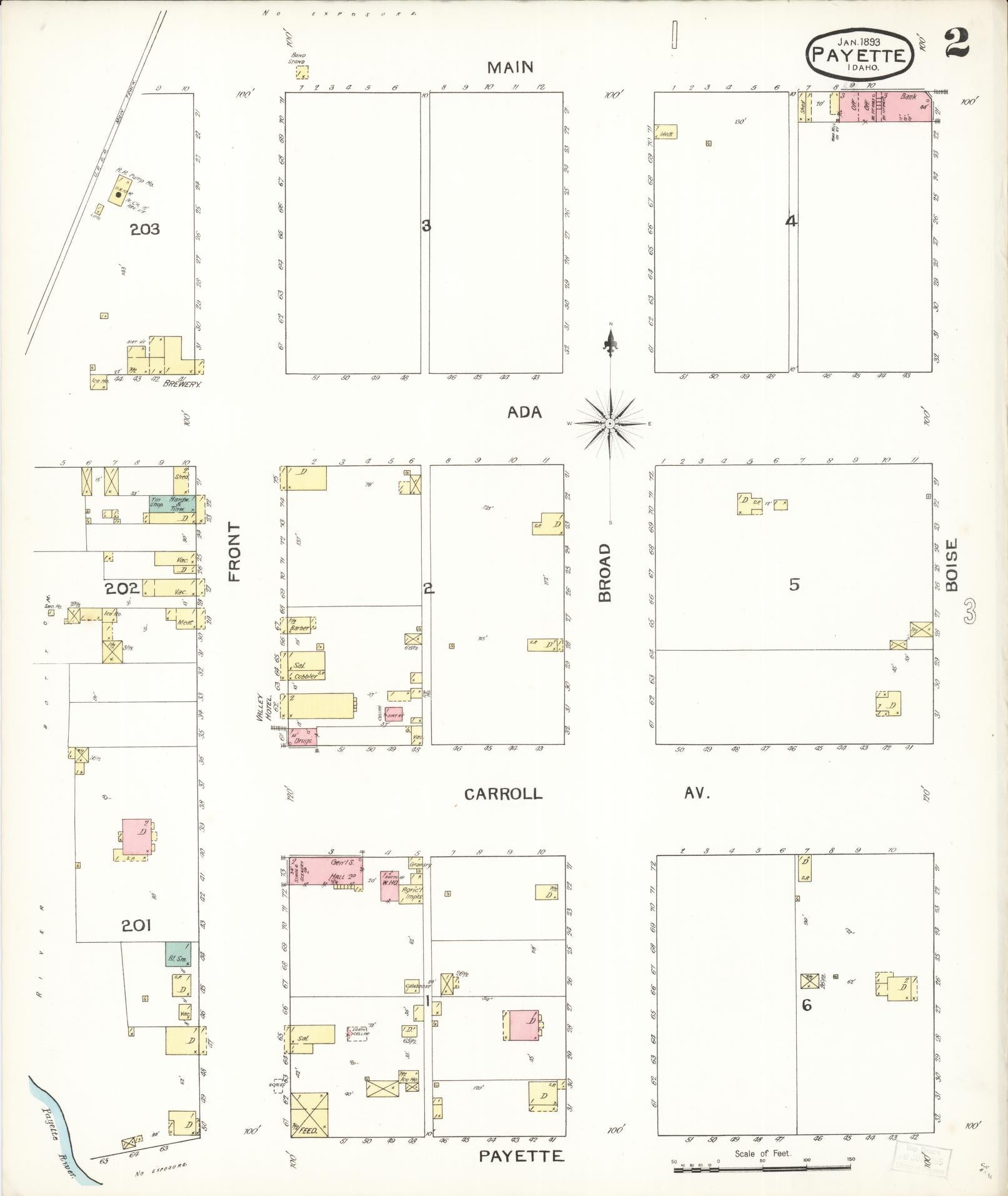 Sanborn Fire Insurance Map from Payette, Payette County, Idaho (1893), Sheet #0002 - Historic Sanborn Fire Insurance Map Print, vintage old map wall art, antique decor, genealogy gift, Idaho Idaho map
