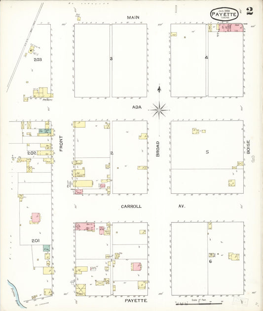 Sanborn Fire Insurance Map from Payette, Payette County, Idaho (1893), Sheet #0002 - Historic Sanborn Fire Insurance Map Print, vintage old map wall art, antique decor, genealogy gift, Idaho Idaho map