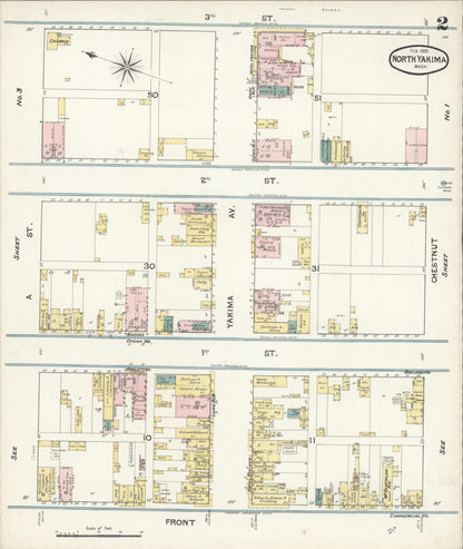 Sanborn Fire Insurance Map from North Yakima, Yakima County, Washington (1890), Sheet #0002 - Complete Map Set gallery image, historic Sanborn map, vintage wall art, Washington Washington