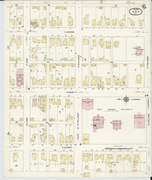 Sanborn Fire Insurance Map from Ada, Hardin County, Ohio (1910), Sheet #0006 - Historic Sanborn Fire Insurance Map Print, vintage old map wall art, antique decor, genealogy gift, Ohio Ohio map