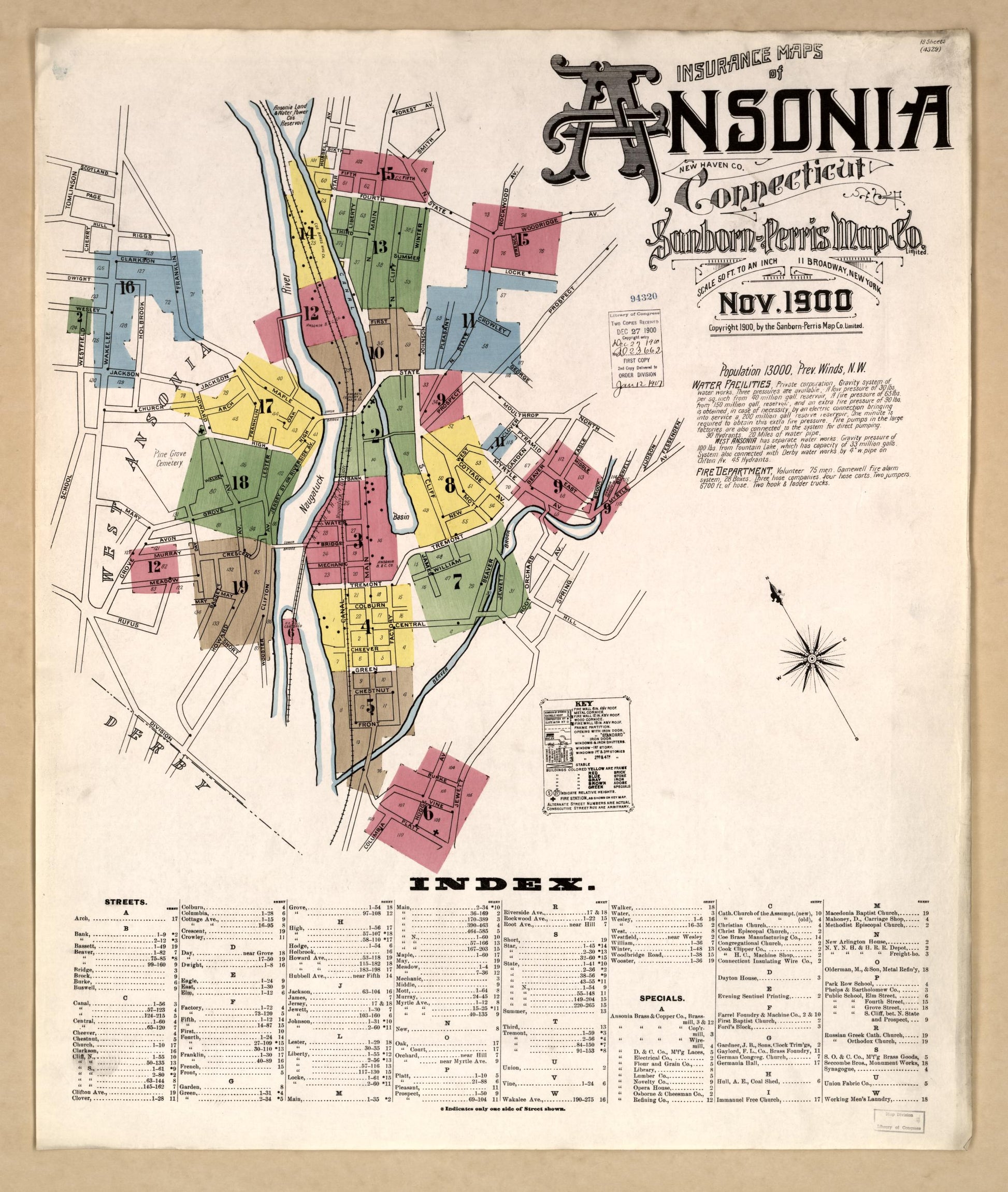 Sanborn Fire Insurance Map from Ansonia, New Haven County, Connecticut. (1900) – Historic Sanborn Fire Insurance Map Print