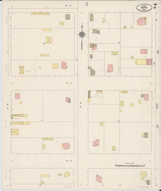 Sanborn Fire Insurance Map from Nephi, Juab County, Utah (1917), Sheet #0007 - Historic Sanborn Fire Insurance Map Print, vintage old map wall art, antique decor, genealogy gift, Utah Utah map