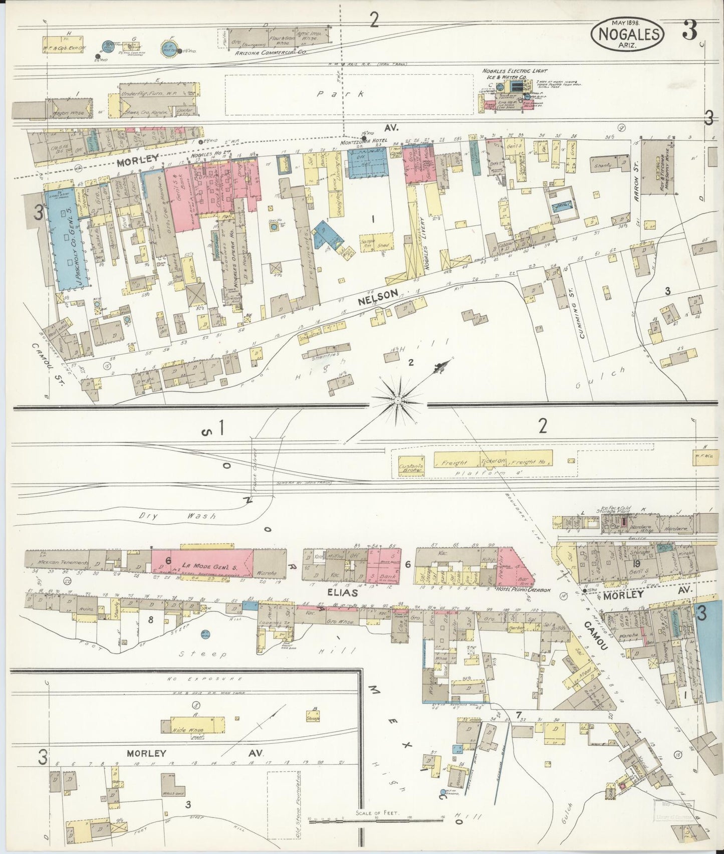 Sanborn Fire Insurance Map from Nogales, Santa Cruz County, Arizona (1898), Sheet #0003 - Complete Map Set gallery image, historic Sanborn map, vintage wall art, Arizona Arizona