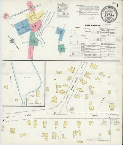Sanborn Fire Insurance Map from Afton, Chenango County, New York (1912), Sheet #0001 - Complete Map Set gallery image, historic Sanborn map, vintage wall art, New York New York