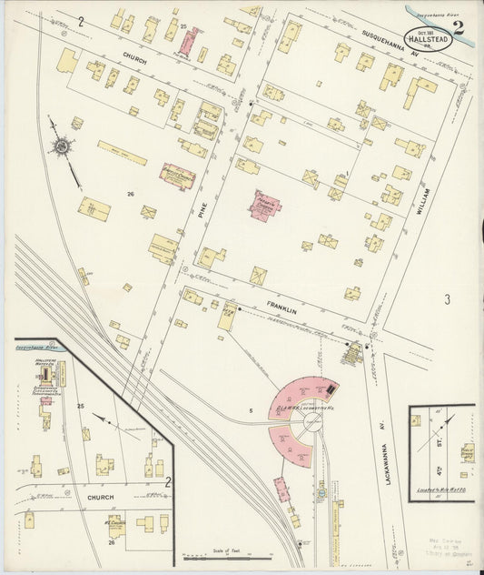 Sanborn Fire Insurance Map from Hallstead, Susquehanna County, Pennsylvania (1911), Sheet #0002 - Historic Sanborn Fire Insurance Map Print, vintage old map wall art, antique decor, genealogy gift, Pennsylvania Pennsylvania map