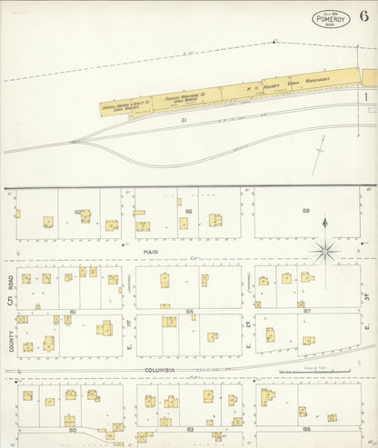 Sanborn Fire Insurance Map from Pomeroy, Garfield County, Washington (1904), Sheet #0006 - Complete Map Set gallery image, historic Sanborn map, vintage wall art, Washington Washington