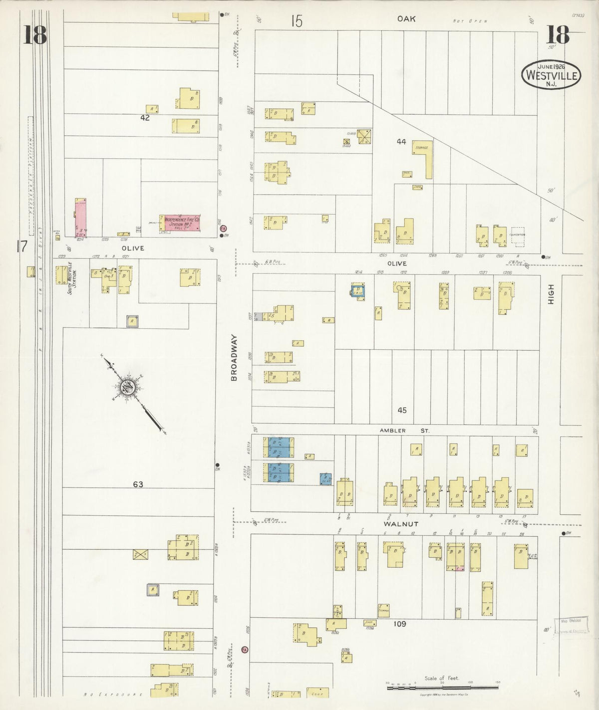 Sanborn Fire Insurance Map from Westville, Gloucester County, New Jersey (1926), Sheet #0018 - Complete Map Set gallery image, historic Sanborn map, vintage wall art, New Jersey New Jersey