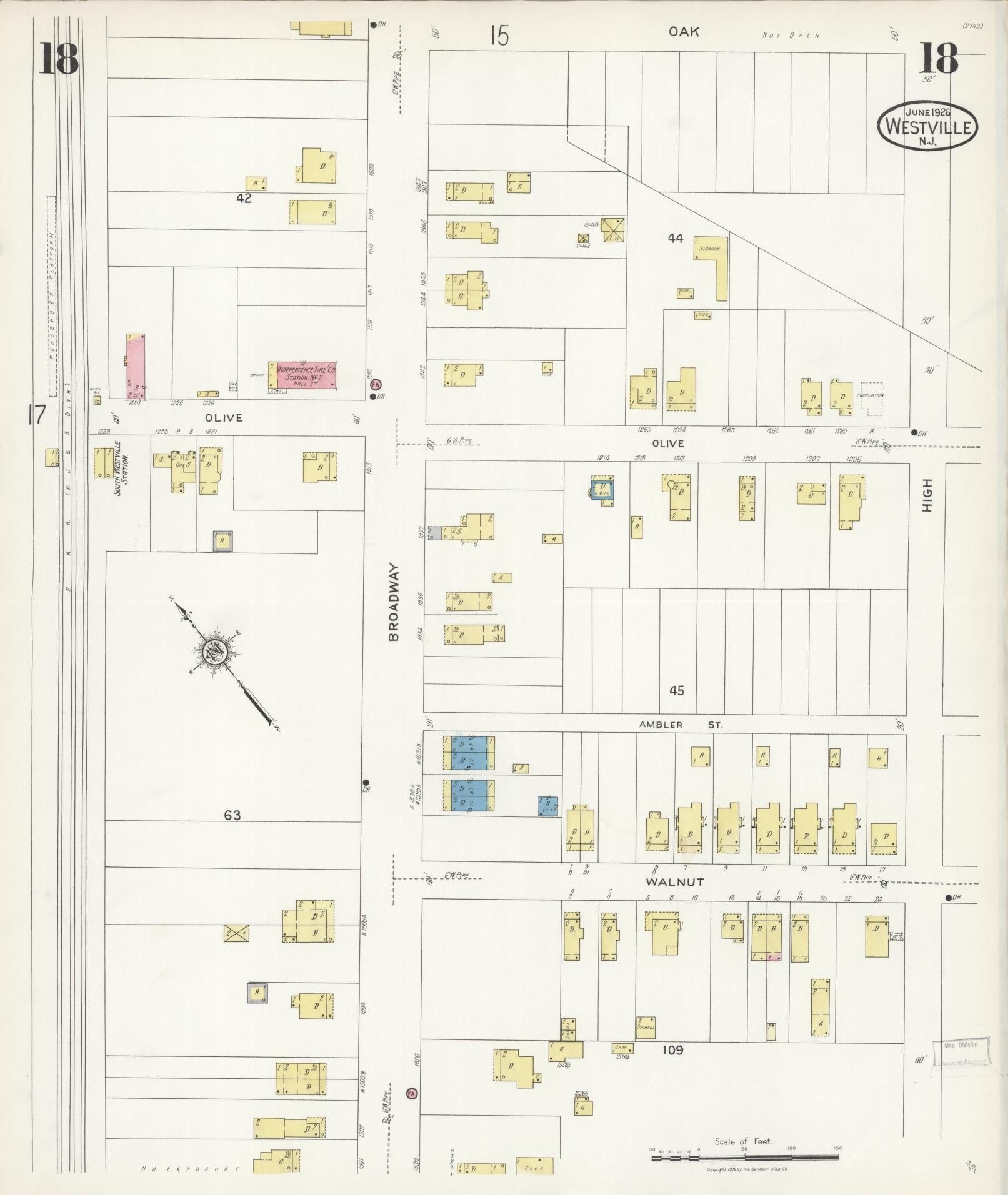 Sanborn Fire Insurance Map from Westville, Gloucester County, New Jersey (1926), Sheet #0018 - Complete Map Set gallery image, historic Sanborn map, vintage wall art, New Jersey New Jersey