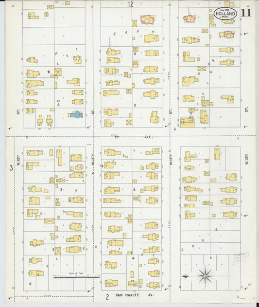 Sanborn Fire Insurance Map from Holland, Ottawa County, Michigan (1902), Sheet #0011 - Historic Sanborn Fire Insurance Map Print, vintage old map wall art, antique decor, genealogy gift, Michigan Michigan map