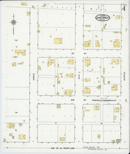 Sanborn Fire Insurance Map from Junction City, Union County, Arkansas (1921), Sheet #0004 - Complete Map Set gallery image, historic Sanborn map, vintage wall art, Arkansas Arkansas