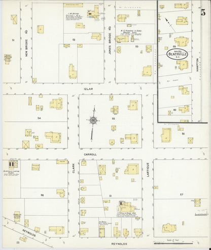 Sanborn Fire Insurance Map from Blackville, Barnwell County, South Carolina (1912), Sheet #0005 - Complete Map Set gallery image, historic Sanborn map, vintage wall art, South Carolina South Carolina