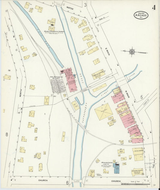 Sanborn Fire Insurance Map from Arcade, Wyoming County, New York (1912), Sheet #0004 - Historic Sanborn Fire Insurance Map Print, vintage old map wall art, antique decor, genealogy gift, Arcade Wyoming map
