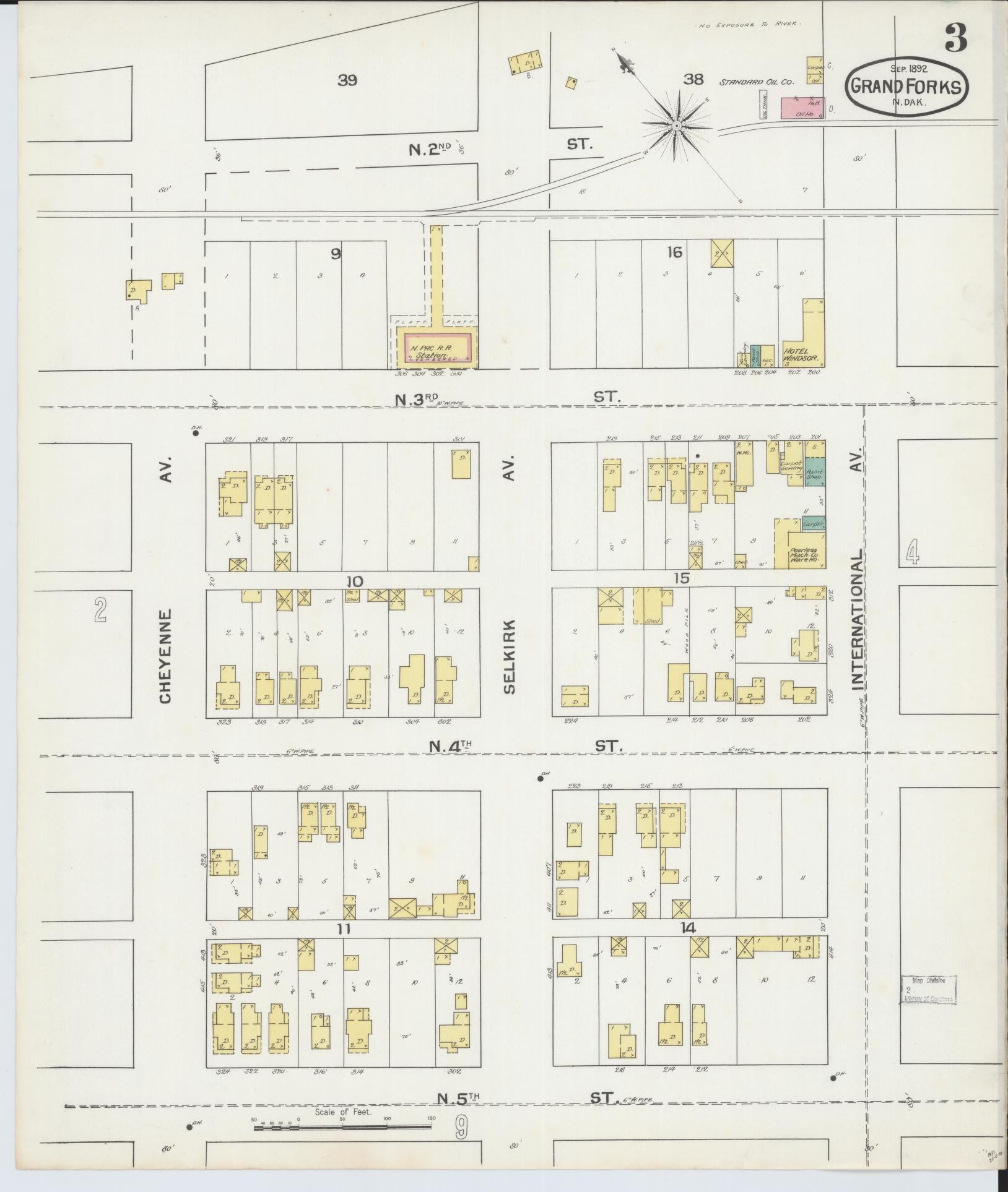 Sanborn Fire Insurance Map from Grand Forks, Grand Forks County, North Dakota (1892), Sheet #0003 - Complete Map Set gallery image, historic Sanborn map, vintage wall art, North Dakota North Dakota