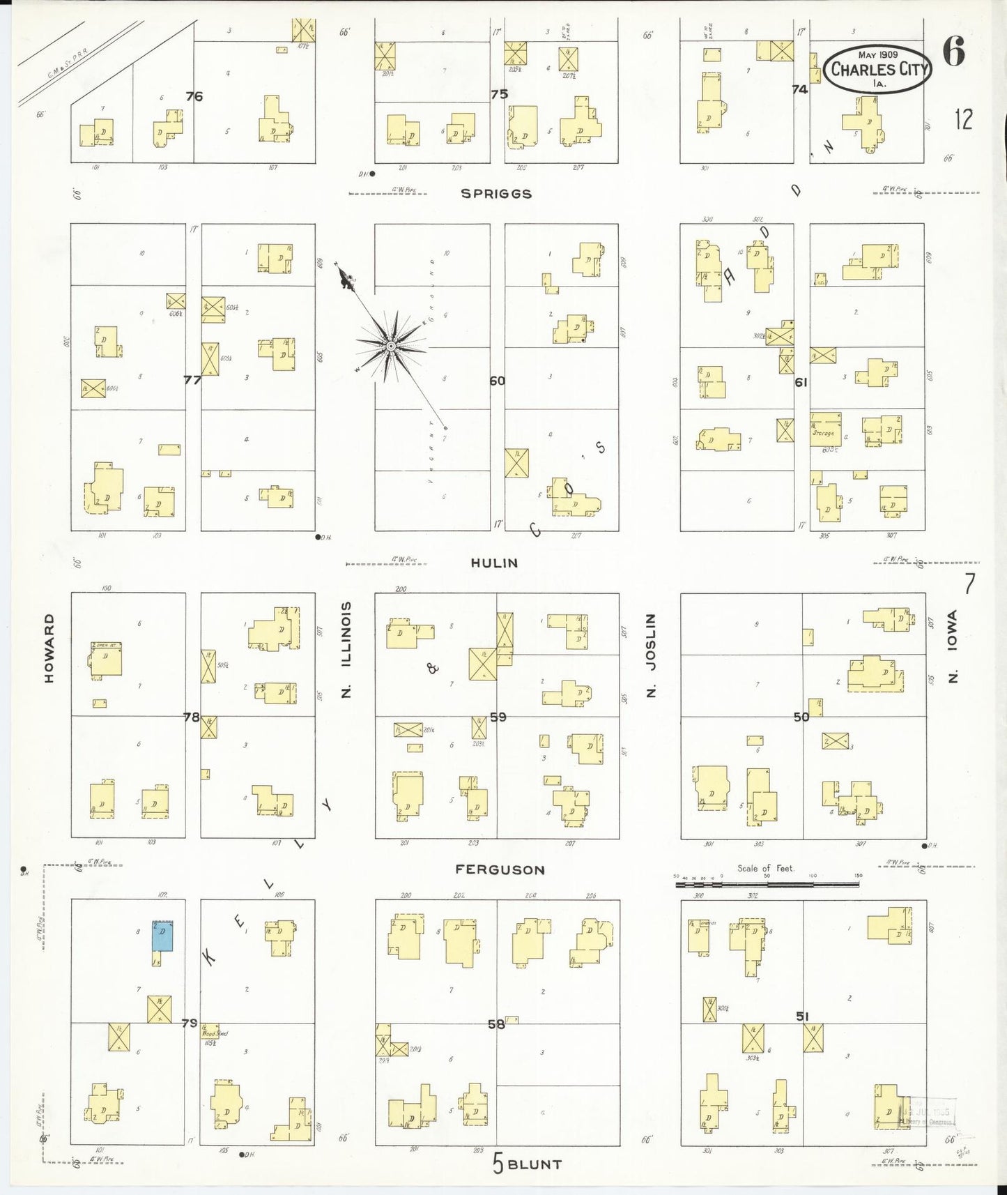 Sanborn Fire Insurance Map from Charles City, Floyd County, Iowa (1909), Sheet #0006 - Historic Sanborn Fire Insurance Map Print
