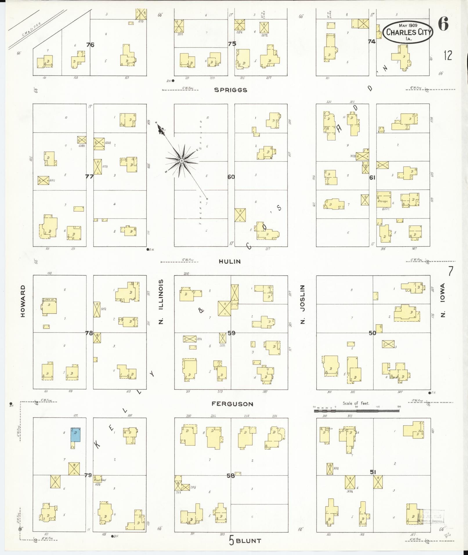 Sanborn Fire Insurance Map from Charles City, Floyd County, Iowa (1909), Sheet #0006 - Historic Sanborn Fire Insurance Map Print