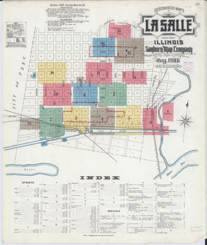 Sanborn Fire Insurance Map from La Salle, La Salle County, Illinois (1906), Sheet #0001 - Complete Map Set gallery image, historic Sanborn map, vintage wall art, Illinois Illinois