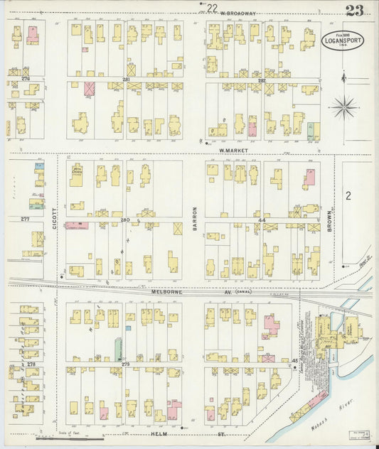 Sanborn Fire Insurance Map from Logansport, Cass County, Indiana (1898), Sheet #0023 - Historic Sanborn Fire Insurance Map Print, vintage old map wall art, antique decor, genealogy gift, Indiana Indiana map