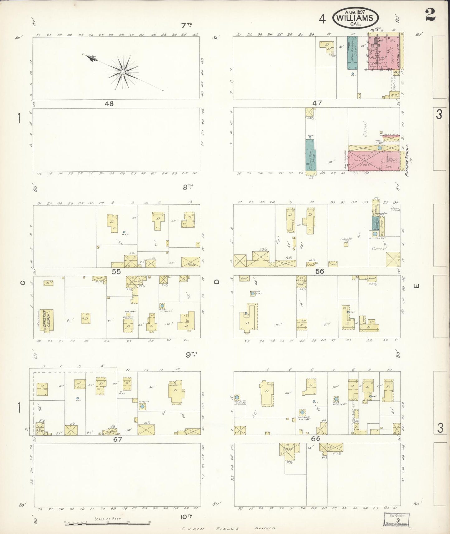 Sanborn Fire Insurance Map from Williams, Colusa County, California (1897), Sheet #0002 - Complete Map Set gallery image, historic Sanborn map, vintage wall art, California California