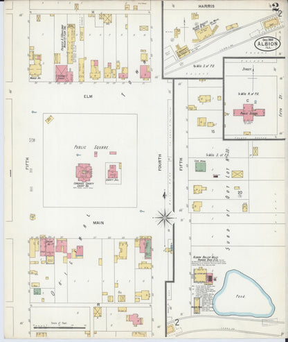 Sanborn Fire Insurance Map from Albion, Edwards County, Illinois (1900), Sheet #0002 - Complete Map Set gallery image, historic Sanborn map, vintage wall art, Illinois Illinois