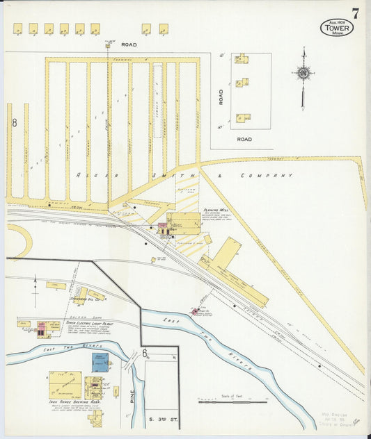 Sanborn Fire Insurance Map from Tower, Saint Louis County, Minnesota (1909), Sheet #0007 - Historic Sanborn Fire Insurance Map Print, vintage old map wall art, antique decor, genealogy gift, Minnesota Minnesota map