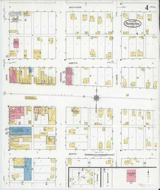 Sanborn Fire Insurance Map from Remington, Jasper County, Indiana (1919), Sheet #0004 - Historic Sanborn Fire Insurance Map Print, vintage old map wall art, antique decor, genealogy gift, Indiana Indiana map