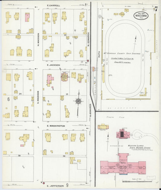 Sanborn Fire Insurance Map from Macomb, Mcdonough County, Illinois (1910), Sheet #0007 - Historic Sanborn Fire Insurance Map Print, vintage old map wall art, antique decor, genealogy gift, Illinois Illinois map