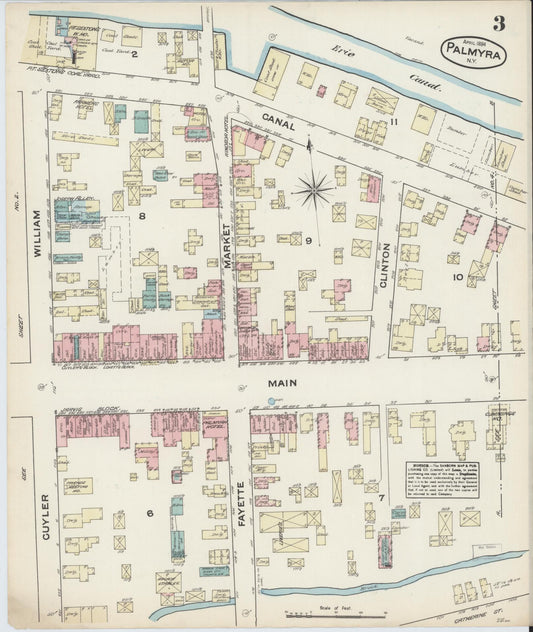 Sanborn Fire Insurance Map from Palmyra, Wayne County, New York (1884), Sheet #0003 - Historic Sanborn Fire Insurance Map Print, vintage old map wall art, antique decor, genealogy gift, New York New York map