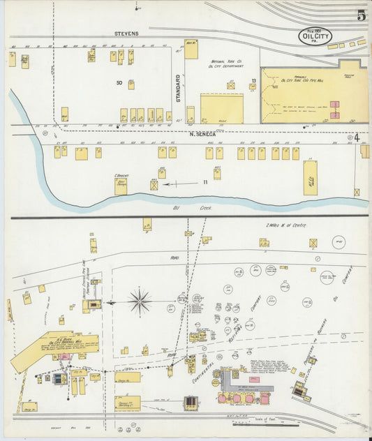 Sanborn Fire Insurance Map from Oil City, Venango County, Pennsylvania (1901), Sheet #0005 - Historic Sanborn Fire Insurance Map Print, vintage old map wall art, antique decor, genealogy gift, Pennsylvania Pennsylvania map
