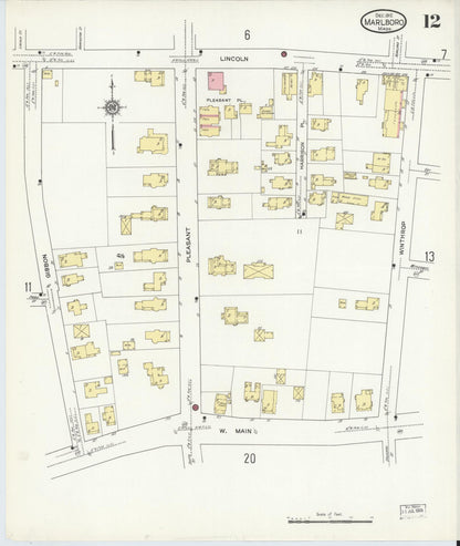Sanborn Fire Insurance Map from Marlborough, Middlesex County, Massachusetts (1912), Sheet #0012 - Complete Map Set gallery image, historic Sanborn map, vintage wall art, Massachusetts Massachusetts