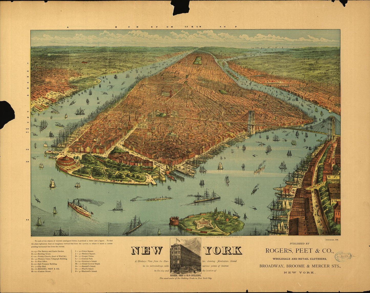 New York. (1879) – Historic Bird’s-Eye View Panorama Print