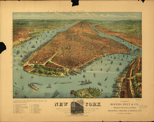 New York. (1879) – Historic Bird’s-Eye View Panorama Print