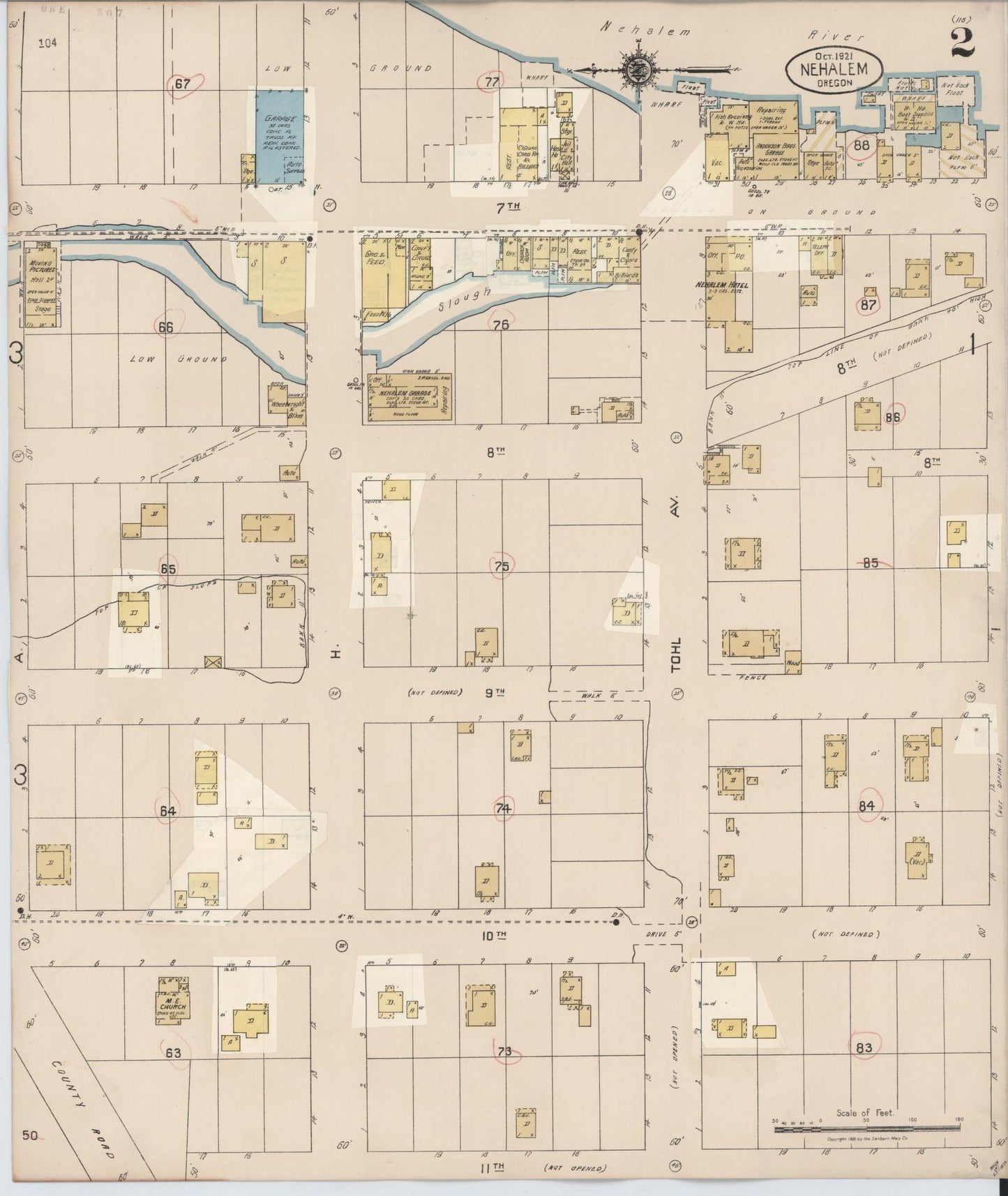Sanborn Fire Insurance Map from Nehalem, Tillamook County, Oregon (1931), Sheet #0002 - Complete Map Set gallery image, historic Sanborn map, vintage wall art, Oregon Oregon