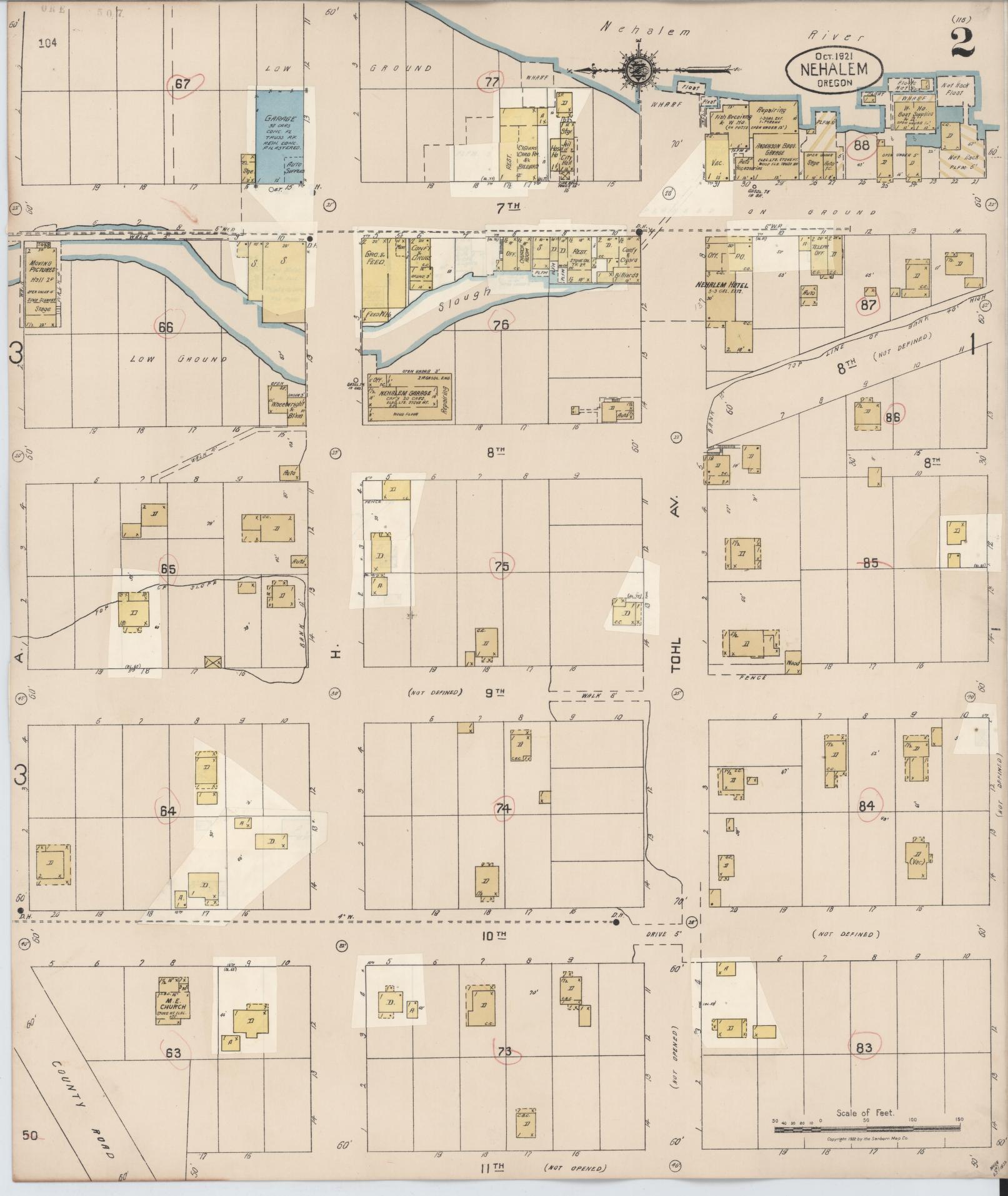 Sanborn Fire Insurance Map from Nehalem, Tillamook County, Oregon (1931), Sheet #0002 - Complete Map Set gallery image, historic Sanborn map, vintage wall art, Oregon Oregon