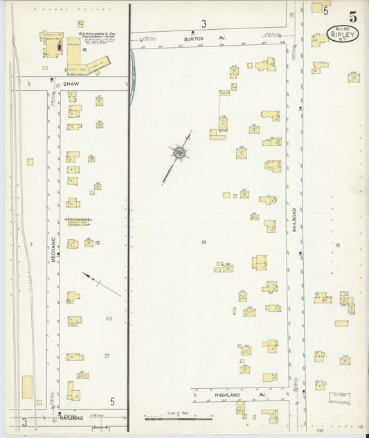 Sanborn Fire Insurance Map from Ripley, Chautauqua County, New York (1912), Sheet #0005 - Historic Sanborn Fire Insurance Map Print, vintage old map wall art, antique decor, genealogy gift, New York New York map