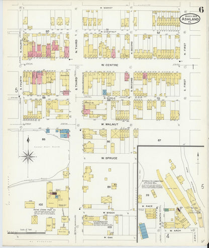 Sanborn Fire Insurance Map from Ashland, Schuylkill County, Pennsylvania (1908), Sheet #0006 - Complete Map Set gallery image, historic Sanborn map, vintage wall art, Pennsylvania Pennsylvania