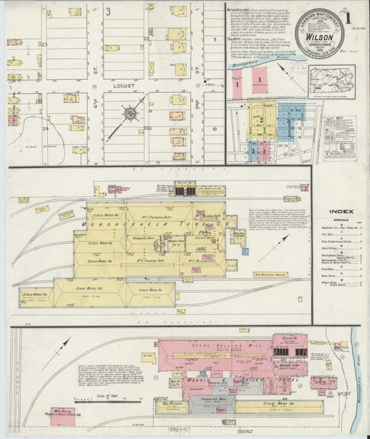 Sanborn Fire Insurance Map from Wilson, Allegheny County, Pennsylvania (1915), Sheet #0001 - Complete Map Set gallery image, historic Sanborn map, vintage wall art, Pennsylvania Pennsylvania