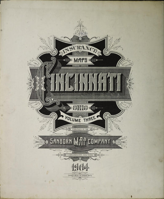 Sanborn Fire Insurance Map from Cincinnati, Hamilton County, Ohio (1904), Sheet #0001 - Complete Map Set gallery image, historic Sanborn map, vintage wall art, Ohio Ohio