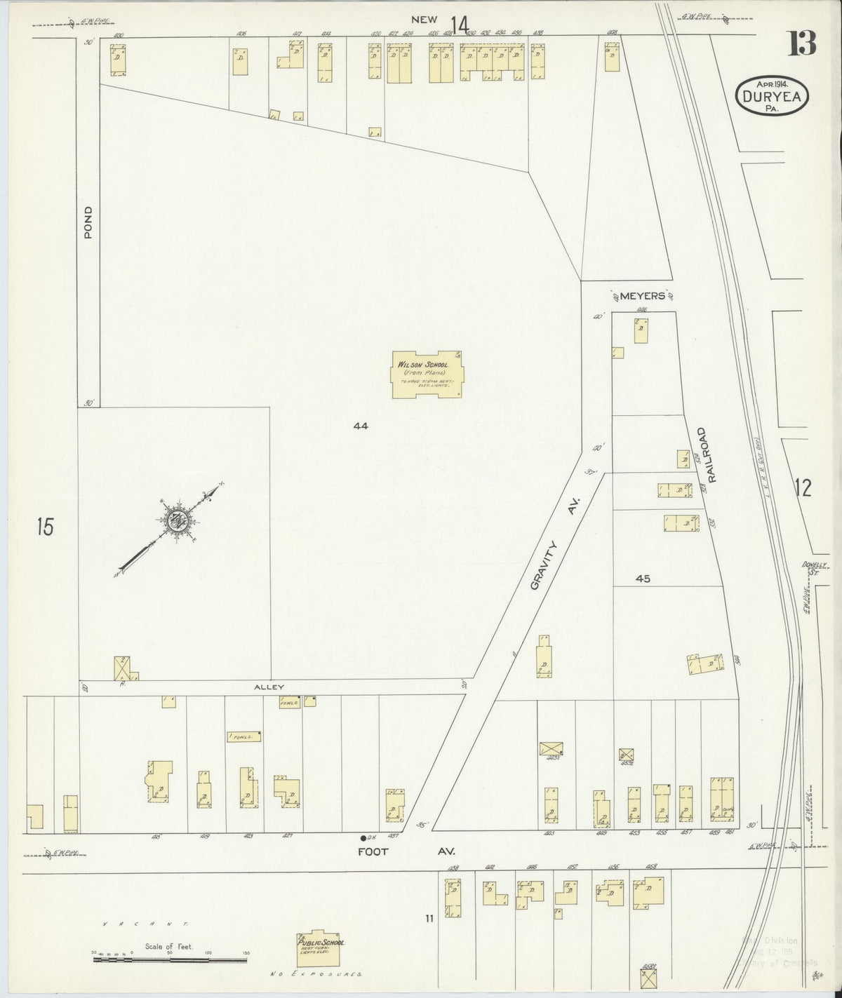 Sanborn Fire Insurance Map from Duryea, Luzerne County, Pennsylvania (1914), Sheet #0013 - Complete Map Set gallery image, historic Sanborn map, vintage wall art, Pennsylvania Pennsylvania