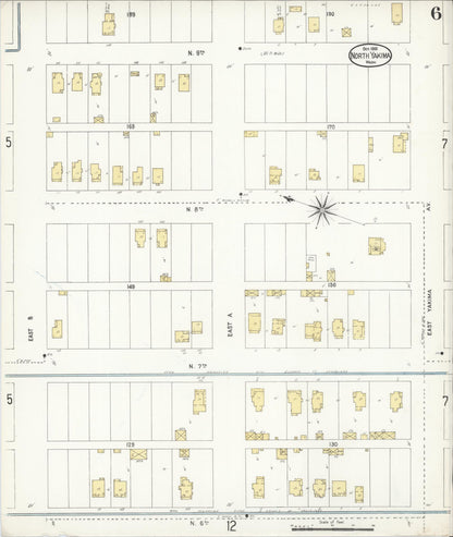 Sanborn Fire Insurance Map from North Yakima, Yakima County, Washington (1905), Sheet #0006 - Complete Map Set gallery image, historic Sanborn map, vintage wall art, Washington Washington