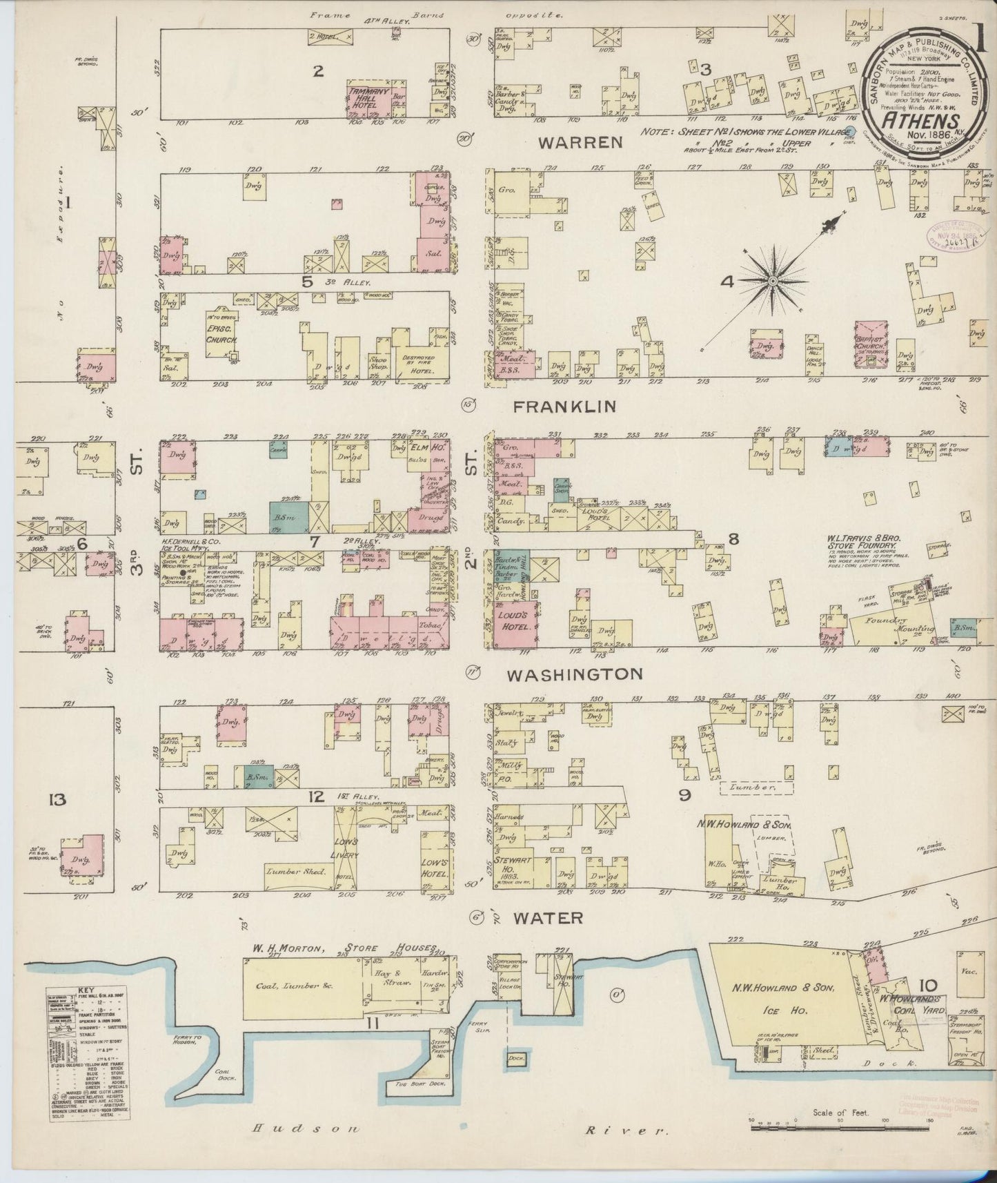 Sanborn Fire Insurance Map from Athens, Greene County, New York. (1886) – Historic Sanborn Fire Insurance Map Print
