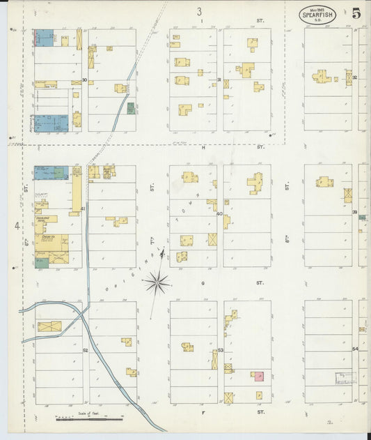 Sanborn Fire Insurance Map from Spearfish, Lawrence County, South Dakota (1903), Sheet #0005 - Historic Sanborn Fire Insurance Map Print, vintage old map wall art, antique decor, genealogy gift, South Dakota South Dakota map